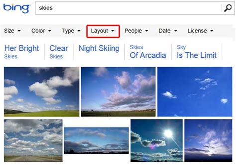 Bing Images Search By Layout