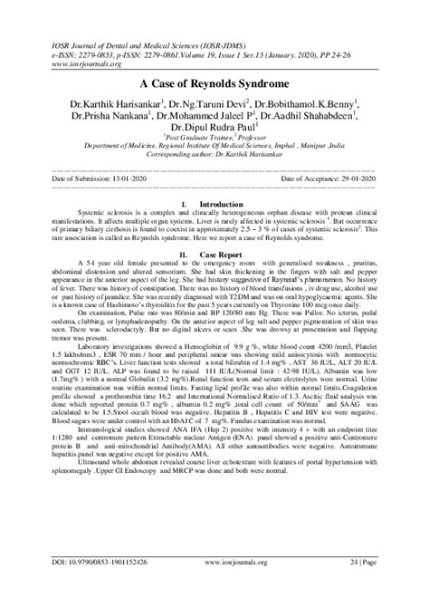Pdf A Case Of Reynolds Syndrome Iosr Journals