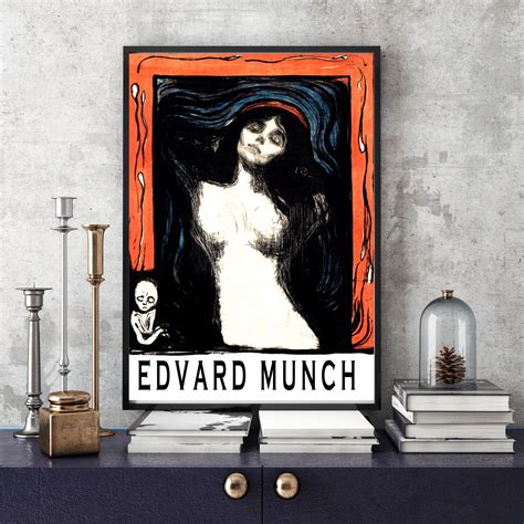 edvard munch stampa poster arte mostra poster madonna etsy