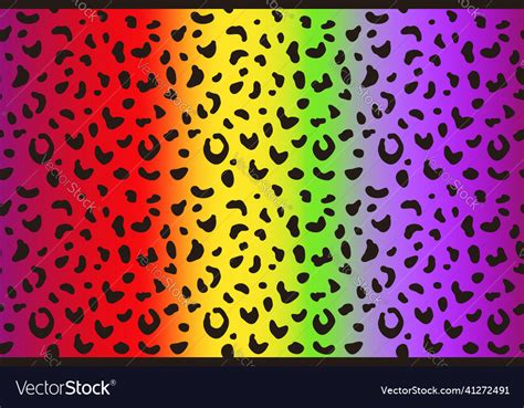 Rainbow Leopard Seamless Pattern Colorful Animal Vector Image