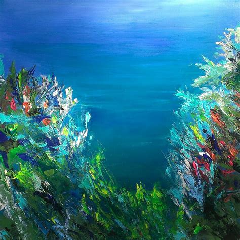 Phil Watford 24 X 24 Acrylic On Canvas Abstract Coral Reef Underwater