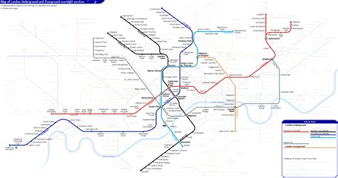London Underground Overground Dlr Crossrail Map Night London