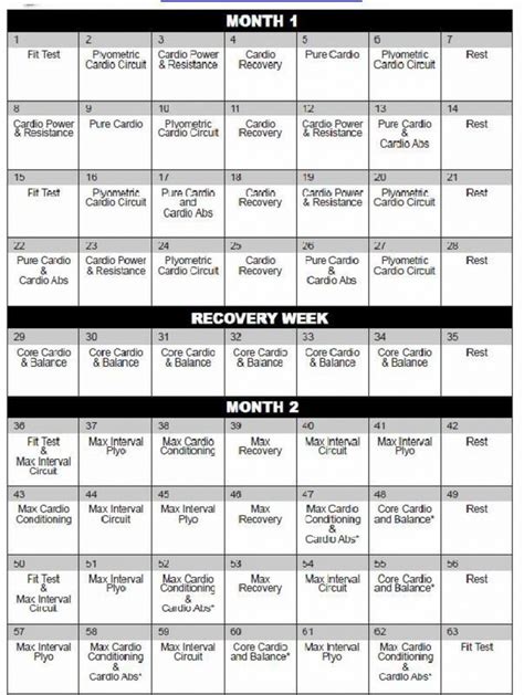 Insanity Calendar Month 1 Insanity Workout Calendar Workout Calendar