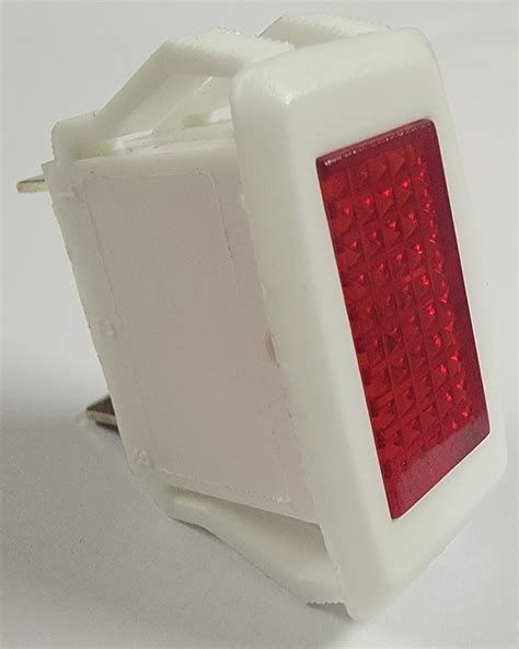 12 Volt Red Rectangular Indicator Light White Base Spade Terminals