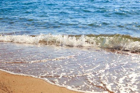 Sandy Beach And Blue Sea Wave Beautiful Natural Background Stock Image
