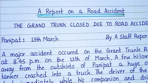 Write A Report On A Road Accident Report Writing Report Writing Road Accident Extension