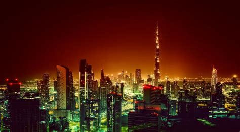 640x360 Dubai Burj Khalifa Cityscape In Night 640x360 Resolution