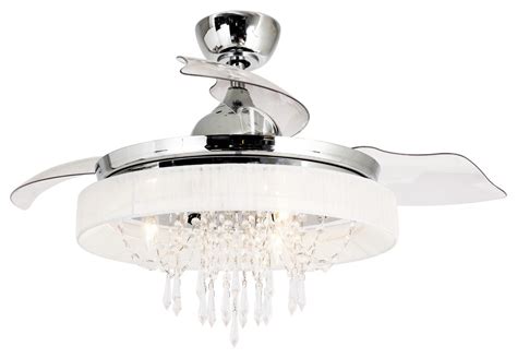 Chandeliers, bathroom lighting, pendants, ceiling lights 46-Inch Retractable 3-Blades Crystal LED Ceiling Fan with ...