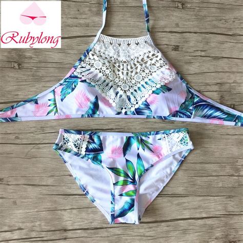 Rubylong 2017 New Sexy Bikinis Womens High Neck Swimwear Swimsuit Lady