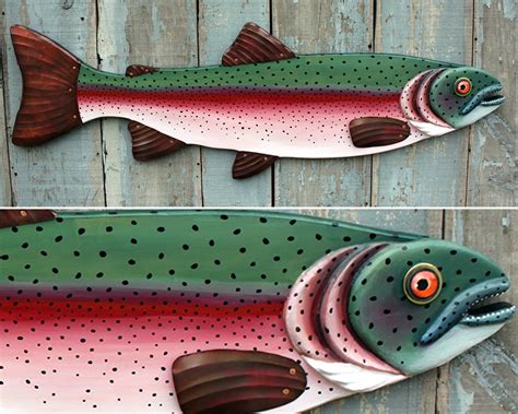 47 Rainbow Trout Wood Wall Art Large