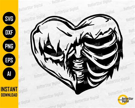 Ribcage Heart Svg Skeleton Svg Gothic Love Shirt Vinyl Etsy