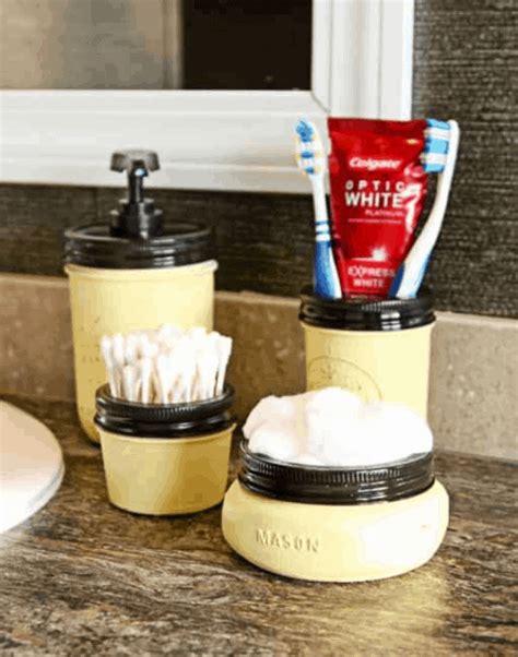 25 Easy Homemade Mason Jar Bathroom Set Plans