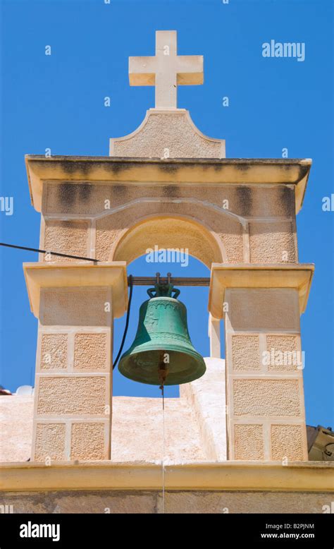 Bell Tower On Small Traditional Village Church At Myrtos On The Greek