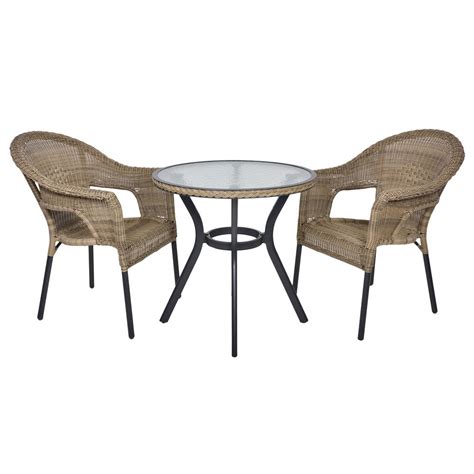 Garden furniture set 2 seater, indoor outdoor 3 piece set patio furniture set, garden table and chair 4 seater, 2 armchairs + glass coffee table suitable for patio backyard poolside (brown) 4.5 out of 5 stars. Havana Rattan Bistro 2-Seat Garden Furniture Table ...