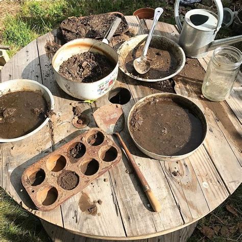 mud kitchen outdoor natural pots pans play cooking fun reggio kastamonucep learning hours