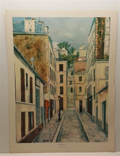 Vintage Lithograph Watercolor Art Print Maurice Utrillo The Cottin