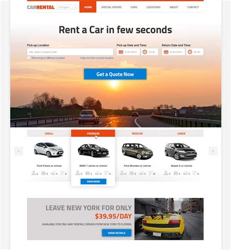 Car Rental Website Template Free