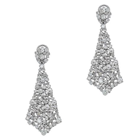 Glamorous Diamond Petal Chandelier Earrings For Sale At 1stDibs