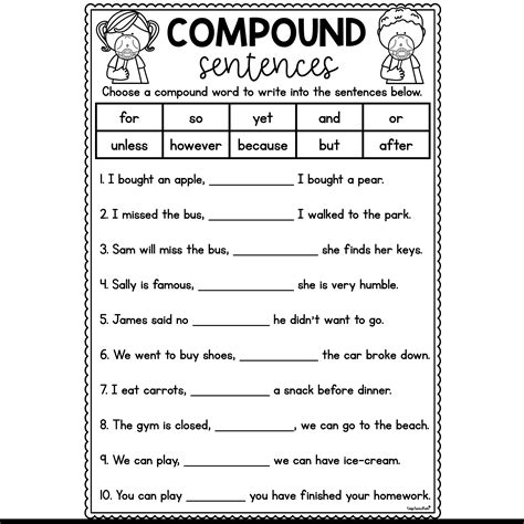 Compound Sentence Practice Worksheets 99worksheets