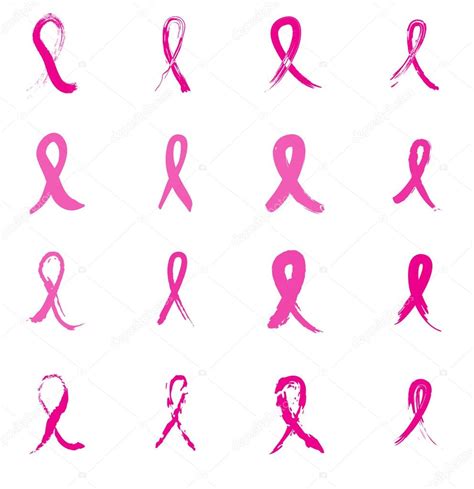 Cinta rosa Símbolo de conciencia del cáncer de mama aislado sobre fondo blanco Conjunto de