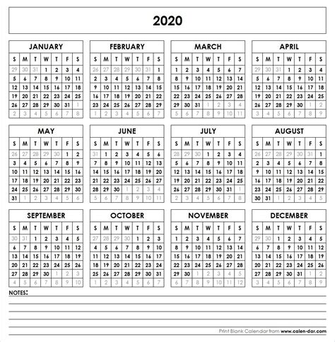 2020 Free Year Printable Calendars Without Downloading Calendar