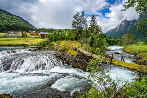 Norway River Green Nature Landscape Wallpapers Hd