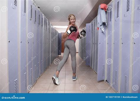 Woman In Locker Room In The Gym Stock Image Image Of Locker
