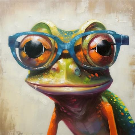 Premium Photo A Painting Of A Frog Wearing Glasses And A Blue And