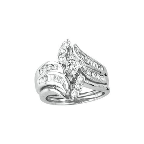 Shirin Diamond Jewelry 14kt White Gold Marquise Diamond Bridal Wedding Ring Band Set 1 12