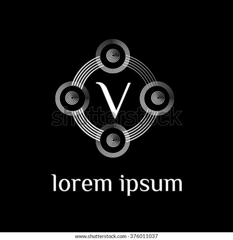 V Letter Vector Logo Circles Calligraphic Vector De Stock Libre De