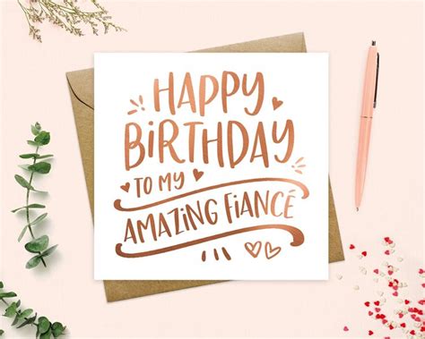 Happy Birthday To My Fiancé Card To My Fiancé Or Fiancée On Etsy