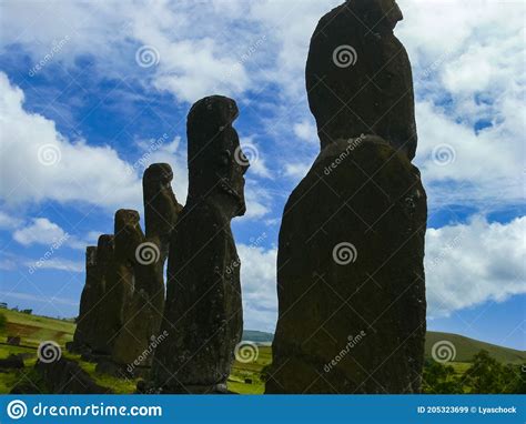 Statues Of Gods Of Easter Island Stock Image Image Of Religion