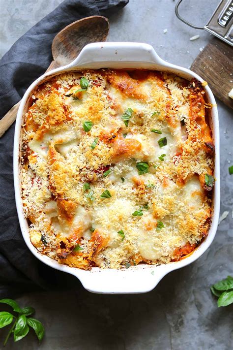 Vegetarian casseroles can be either a main dish or a side dish depending on the recipe and the size of your appetite. Vegetable Pasta Bake with Cheesy Topping - The Last Food Blog