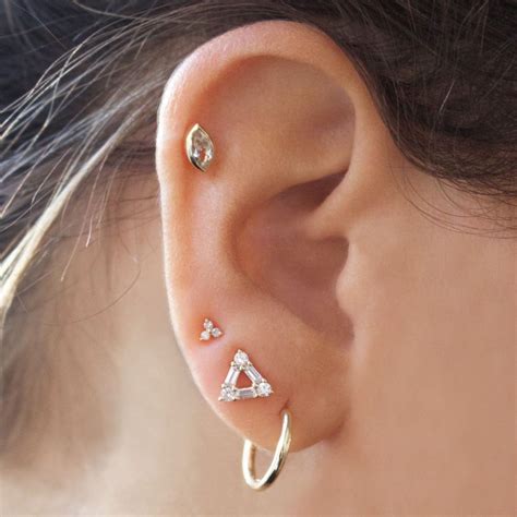 Trilogy Diamond Stud Earring In 9k Solid Gold In 2021 Earings