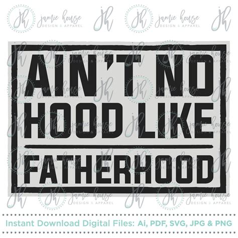 Aint No Hood Like Fatherhood Svg Cut File Fathers Etsy Hong Kong