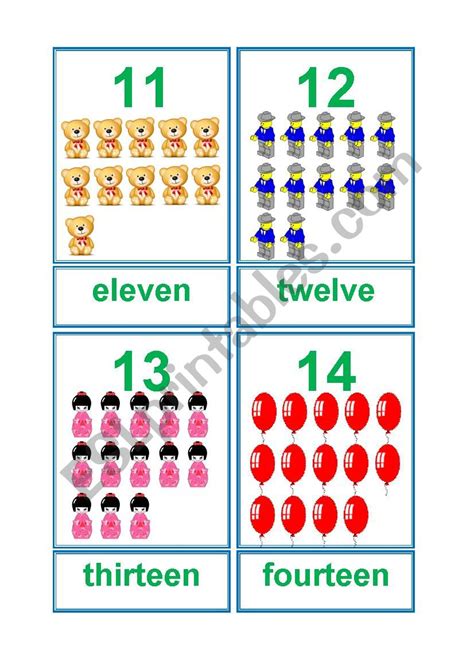 Numbers 11 20 Flashcards Esl Worksheet By Limeth