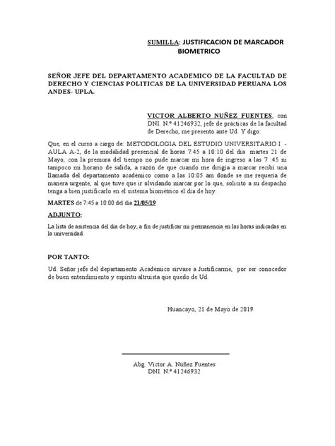 Solicitud Justificacion Pdf