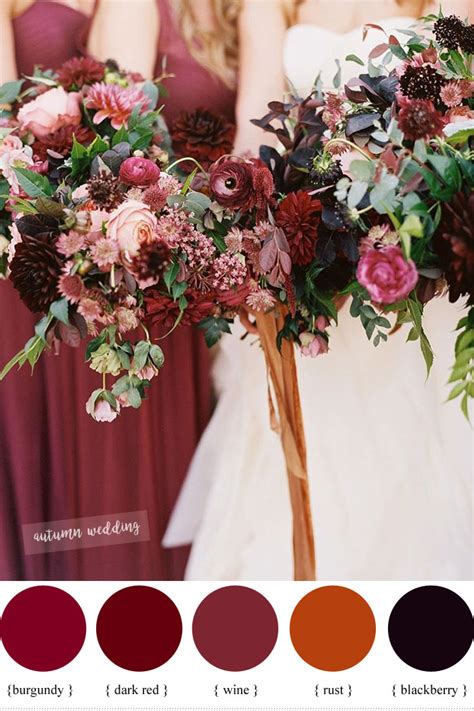 In this gallery we're showing how you can incorporate such color to your wedding. Burgundy,Dark Red , Rust and Wine fall wedding color schemes