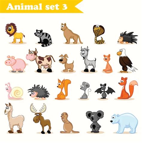 Set Of Cute Cartoon Animals — Stock Vector © Virinaflora 33001555