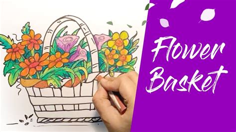 How To Draw Flower Basket Step By Step 2020 Ii ফুলের ঝুরি Ii Flower
