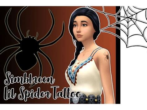 Lil Spider Tattoo By Ash And Plumbob Sims 4 Tattoos Spider Tattoo