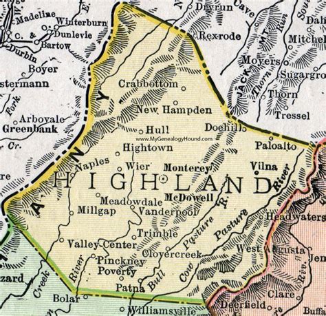 Highland County Virginia Map 1911 Rand Mcnally Monterey Mcdowell