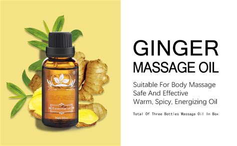 ownest 3 pack ginger massage oil 100 pure natural lymphatic drainage ginger oil spa