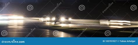 Rainy Highway Traffic At Night Stock Image Image Of Highway Cars