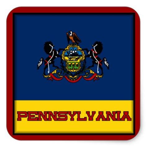 Pennsylvania State Flag Sticker Flag State Flags Dark Red Background