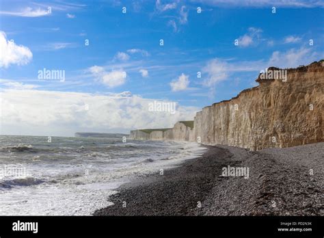 The Seven Sisters Chalk Cliffs View From Birling Gap In Summer South