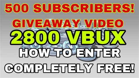 2800 Vbux Giveraway How To Enter Video Free To Enter 500