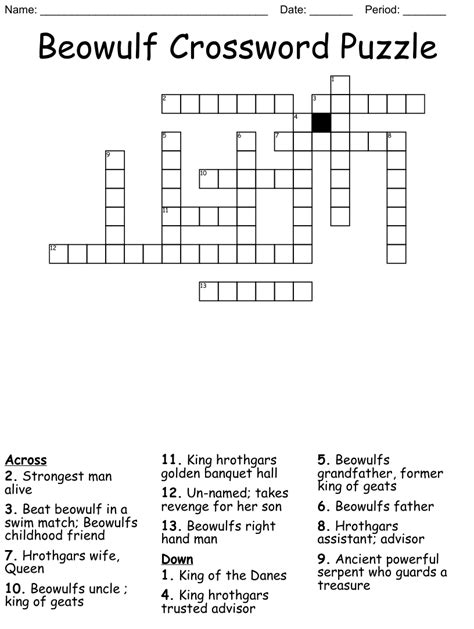 Beowulf Crossword Puzzle Wordmint