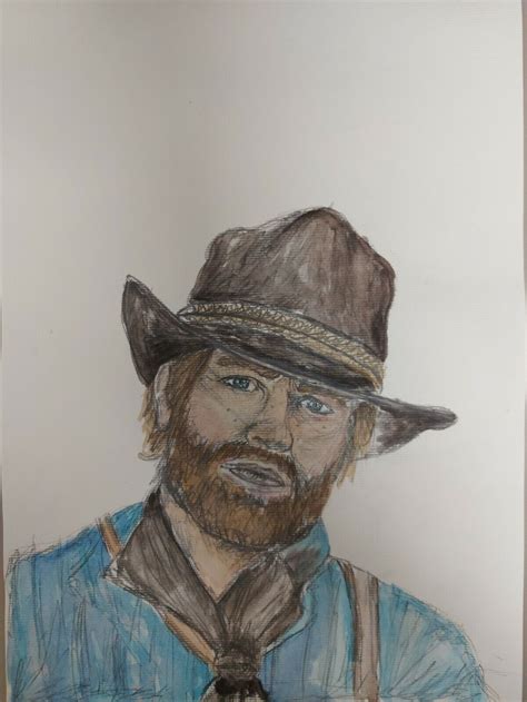 Red Dead Redemption 2 Arthur Morgan Watercoloured Sketch Drawing A3