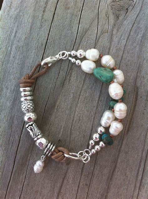 Natural Leather Turquoise Nugget Freshwater Pearls Jasper Rondelles